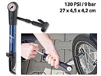 AGT Mini-Fahrradpumpe für Rennräder & Mountainbikes, Manometer bis 9 bar; Akku-Kompressor-Luftpumpen 