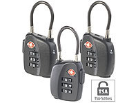 AGT 3er-Set TSA-Koffer & Gepäck-Schlösser mit Zahlencode und Stahlkabel; Vorhängeschlösser Vorhängeschlösser Vorhängeschlösser Vorhängeschlösser 